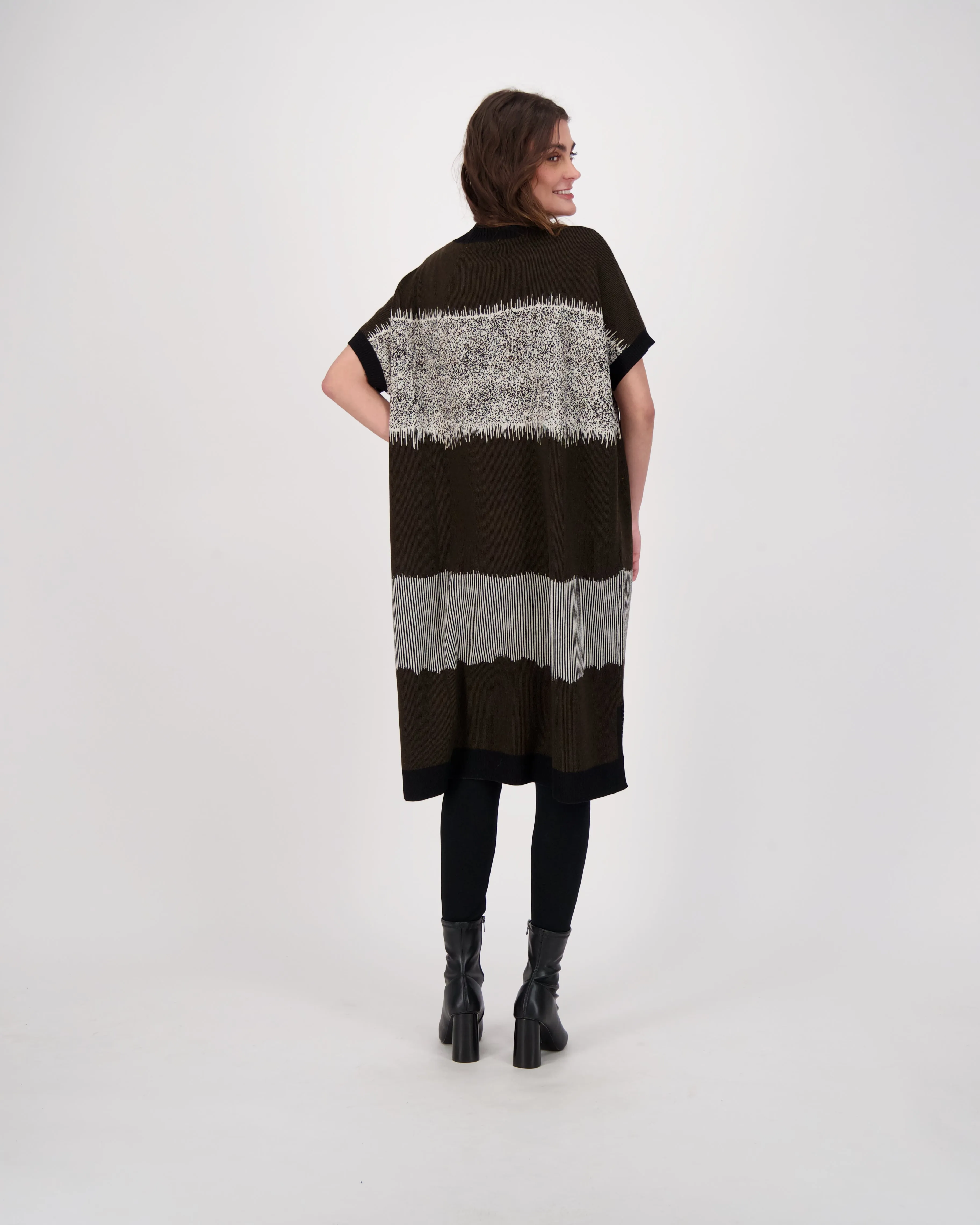 Abstract Art Intarsia Long Knitted Dress