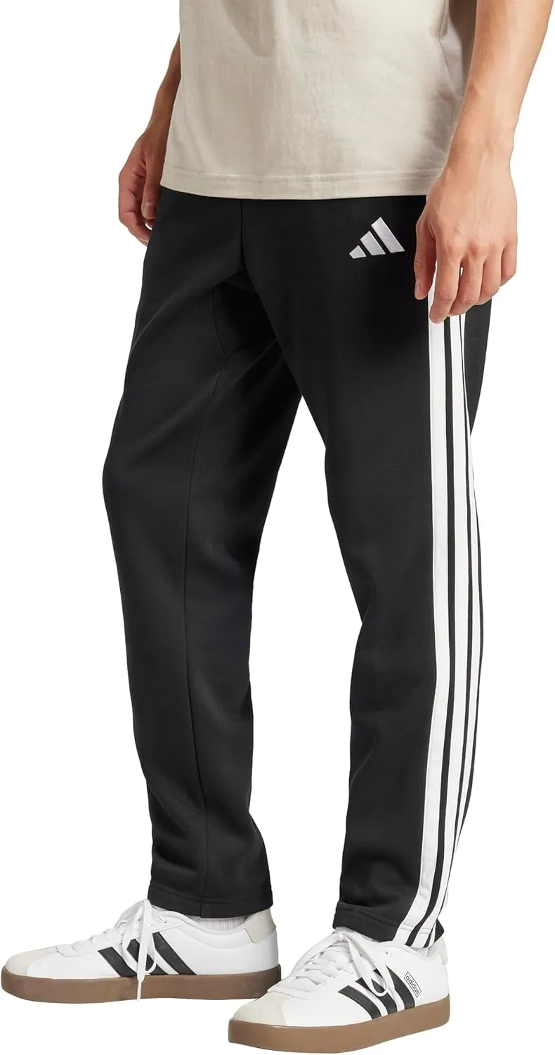adidas Men's Essentials 3-Stripes Fleece Open Hem Pants
