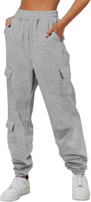 Aleumdr Womens Sweatpants Cargo Joggers Baggy Sweat Fall Pants Athletic Cotton Fleece Lined Casual Pants with Pockets