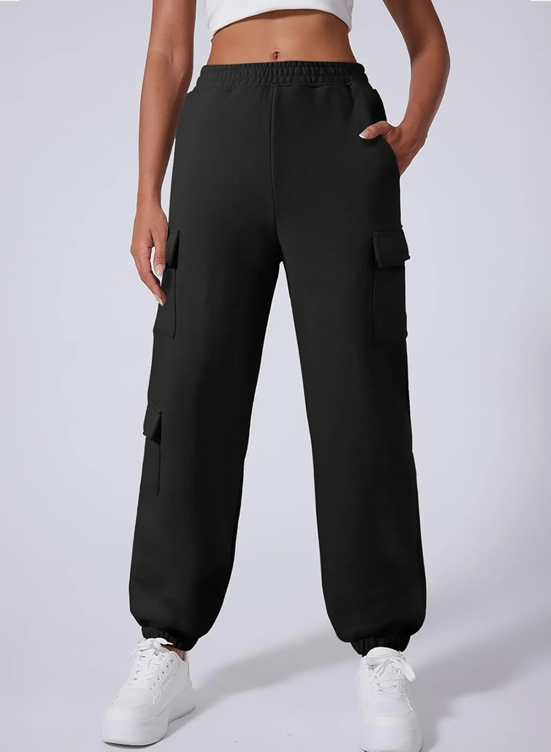 Aleumdr Womens Sweatpants Cargo Joggers Baggy Sweat Fall Pants Athletic Cotton Fleece Lined Casual Pants with Pockets