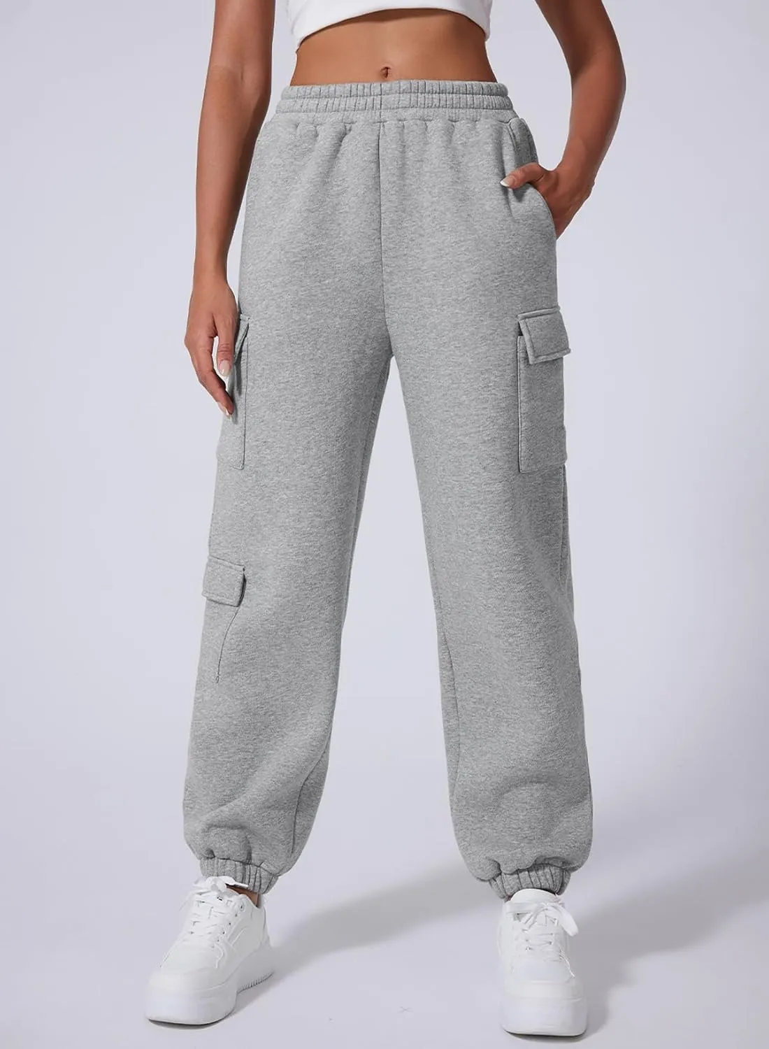 Aleumdr Womens Sweatpants Cargo Joggers Baggy Sweat Fall Pants Athletic Cotton Fleece Lined Casual Pants with Pockets