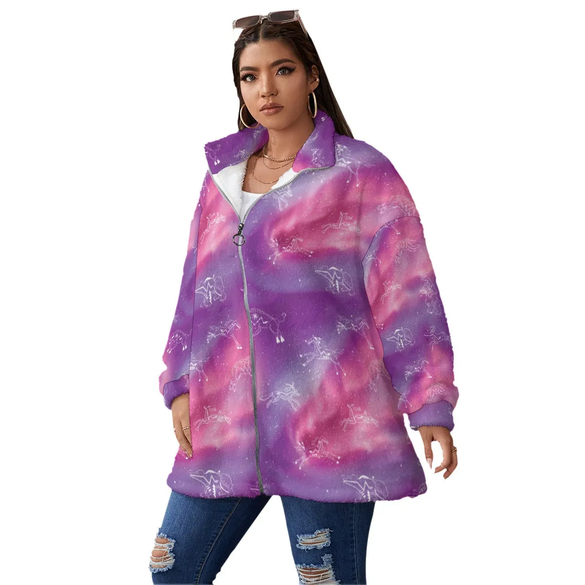 Animal Ancestors Aurora Gases Borg Fleece Coat