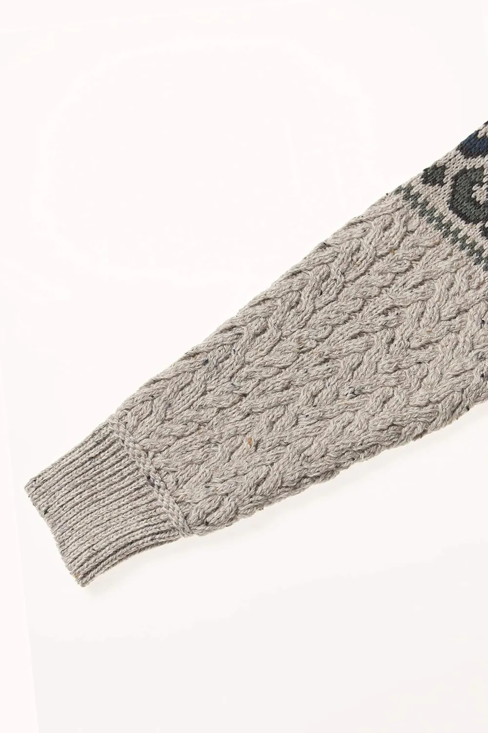 Aran Crafts Men's Irish Cable Knit Half Zip Jacquard Sweater (100% Merino Wool)