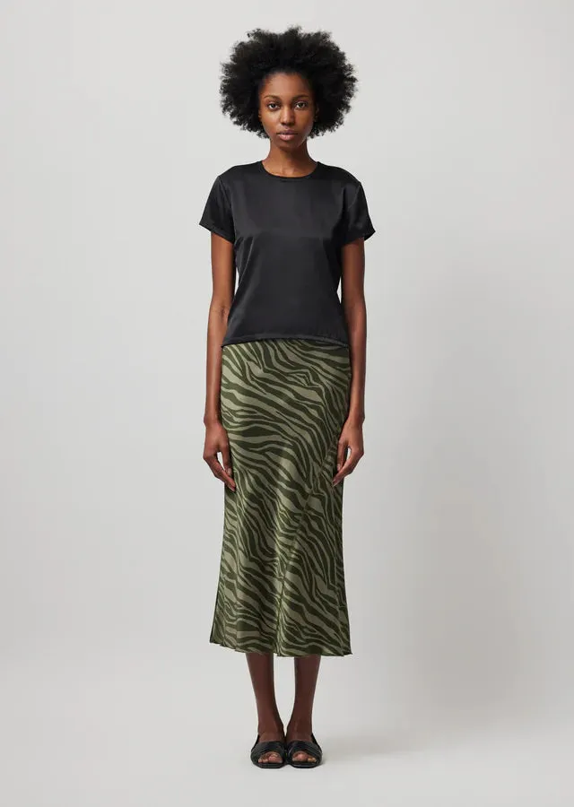 ATM-Stretch Satin Short Sleeve Tee Black