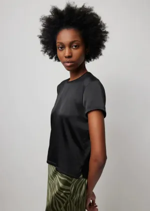 ATM-Stretch Satin Short Sleeve Tee Black