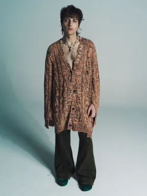 Beige Wool Oversized Knit Cardigan