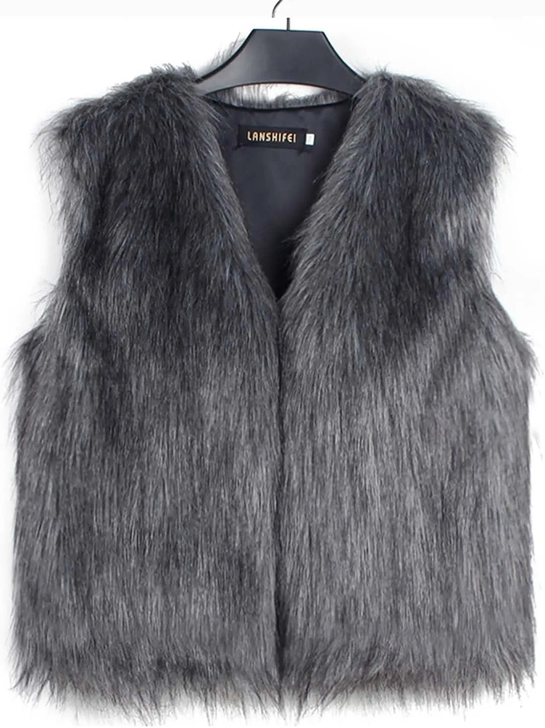 Binmer Faux Fur Vest Jacket for Women Sleeveless Open Front Winter Warm Waistcoat Fluffy Fuzzy Coat Soft Short Outerwear