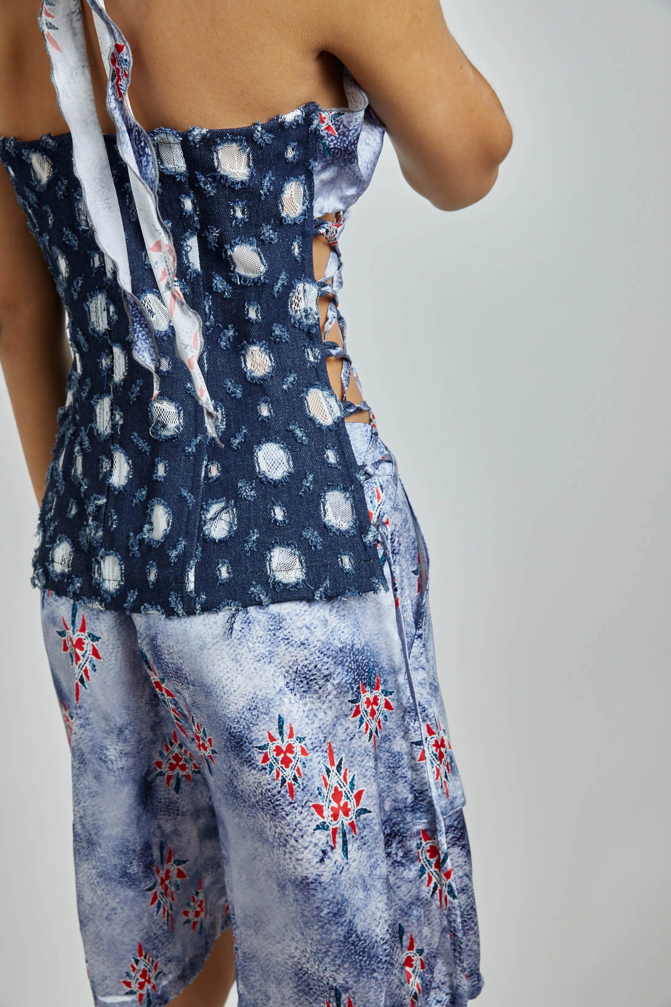 Blue Silk Wrap Top-final sale