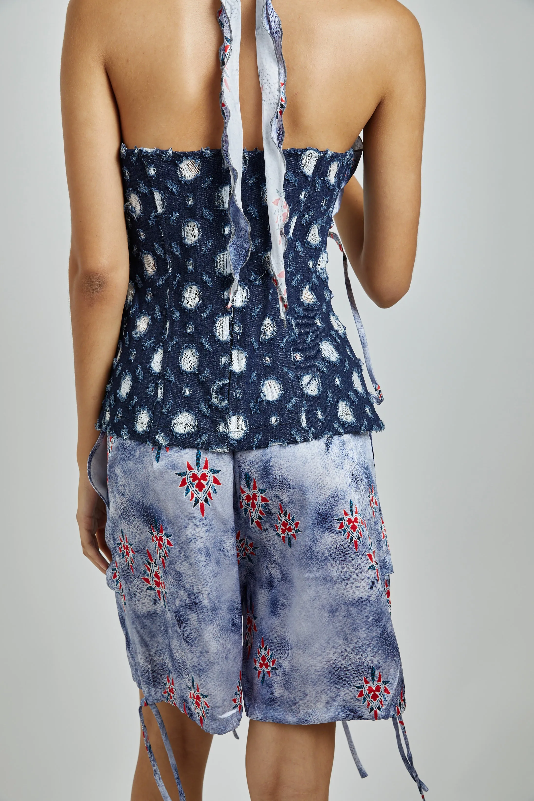 Blue Silk Wrap Top-final sale