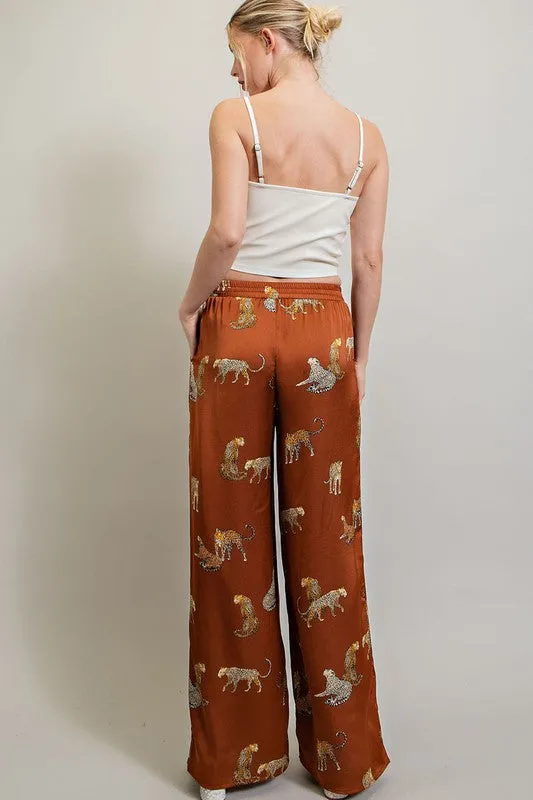 Brown Leopard Print Pants