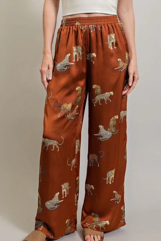 Brown Leopard Print Pants