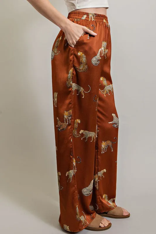 Brown Leopard Print Pants