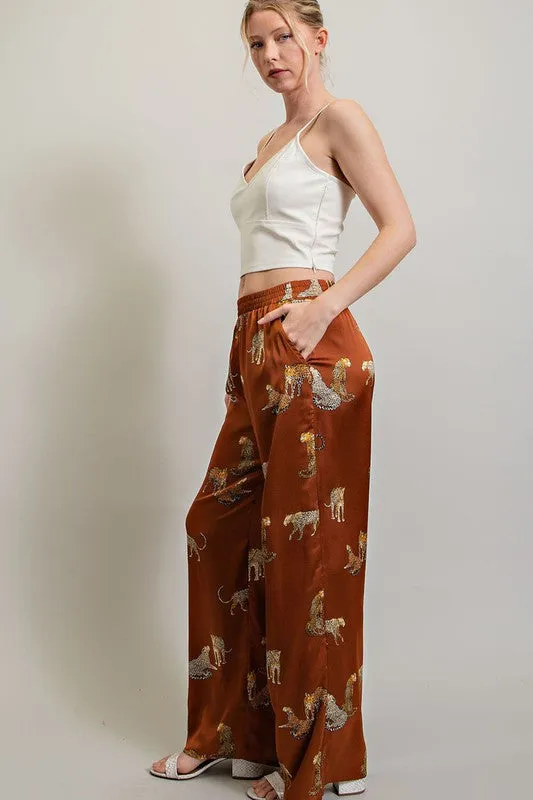 Brown Leopard Print Pants