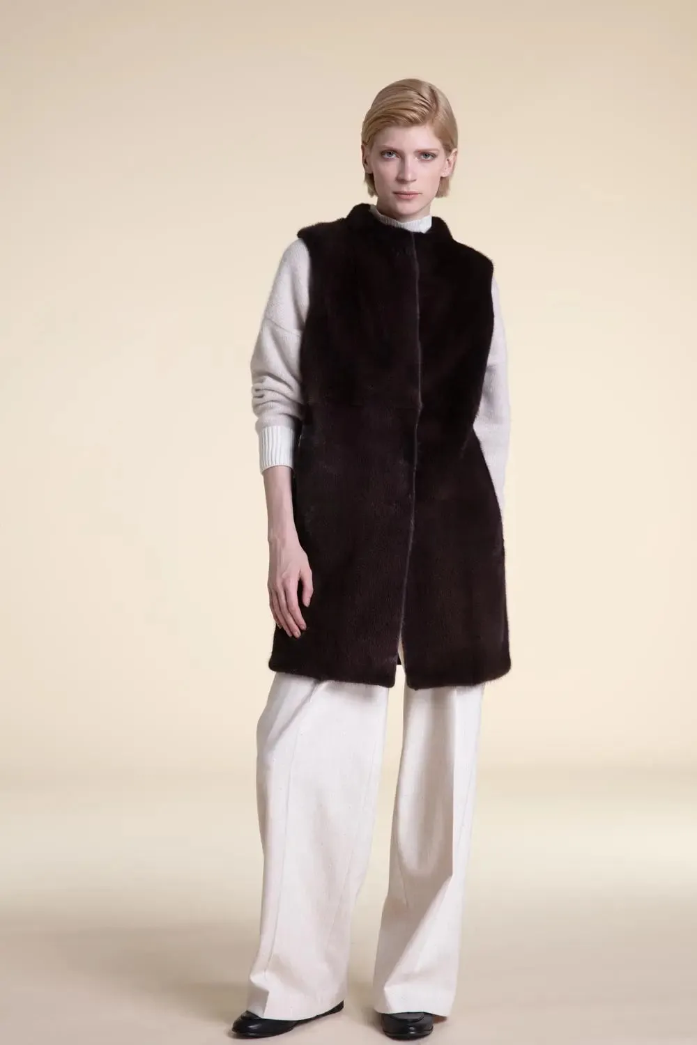 Brown mink vest