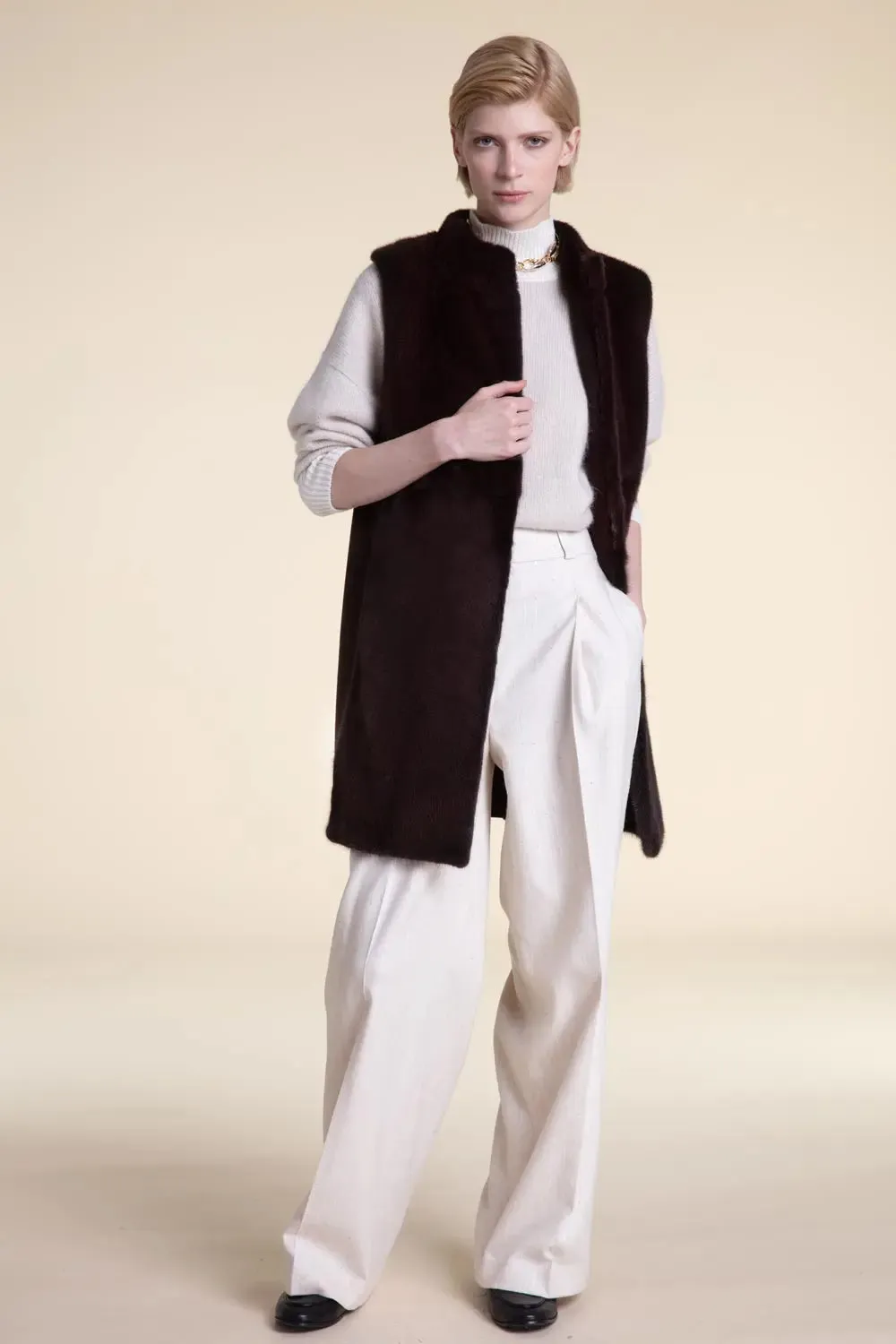 Brown mink vest