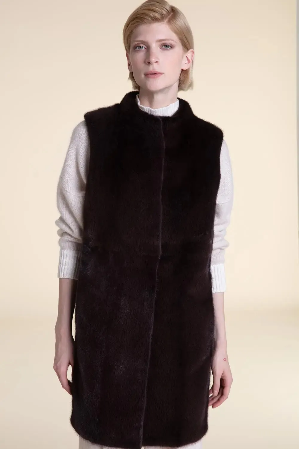 Brown mink vest