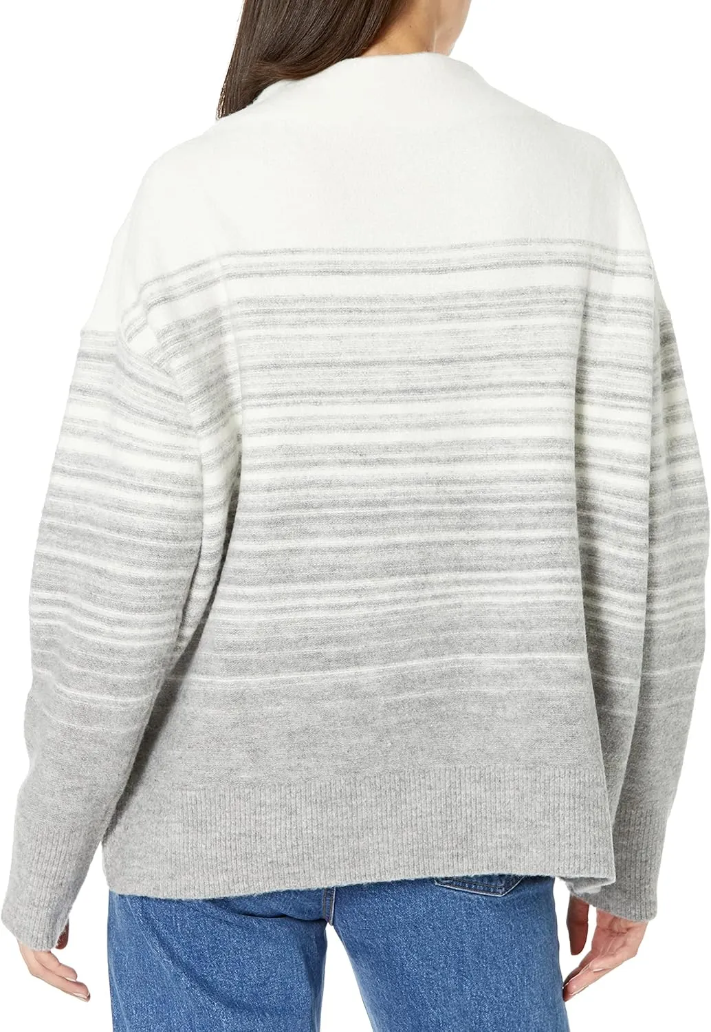 Cable Stitch Women's Mock Neck Cozy Sweater - Oversized Soft Long Sleeve Drop Shoulder High Low Hem Slouchy Pullover Top