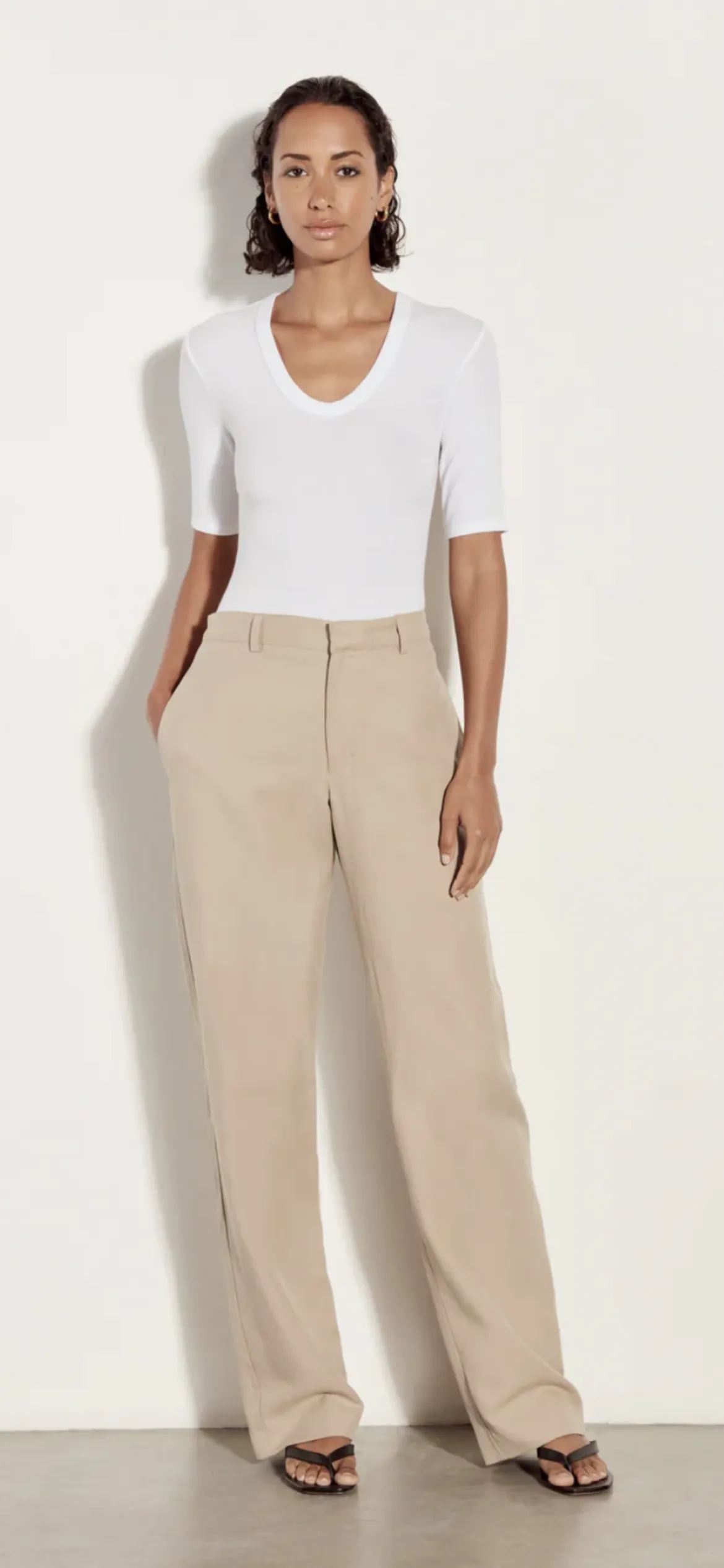 ENZA COSTA-Stretch Silk Knit Half Sleeve U White