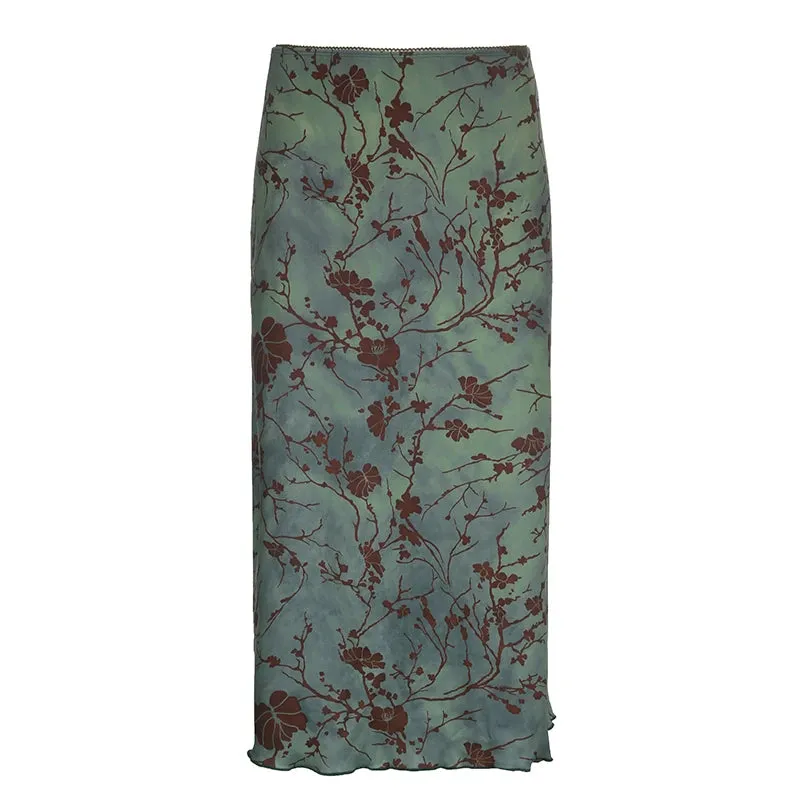 Fern Fleur Straight Midi Skirt