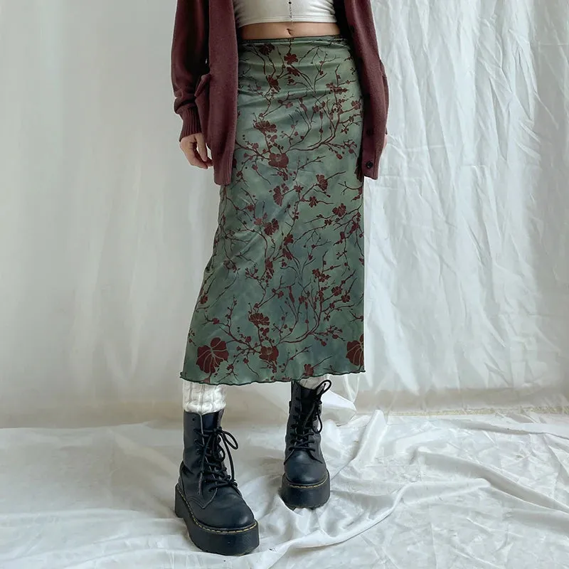 Fern Fleur Straight Midi Skirt