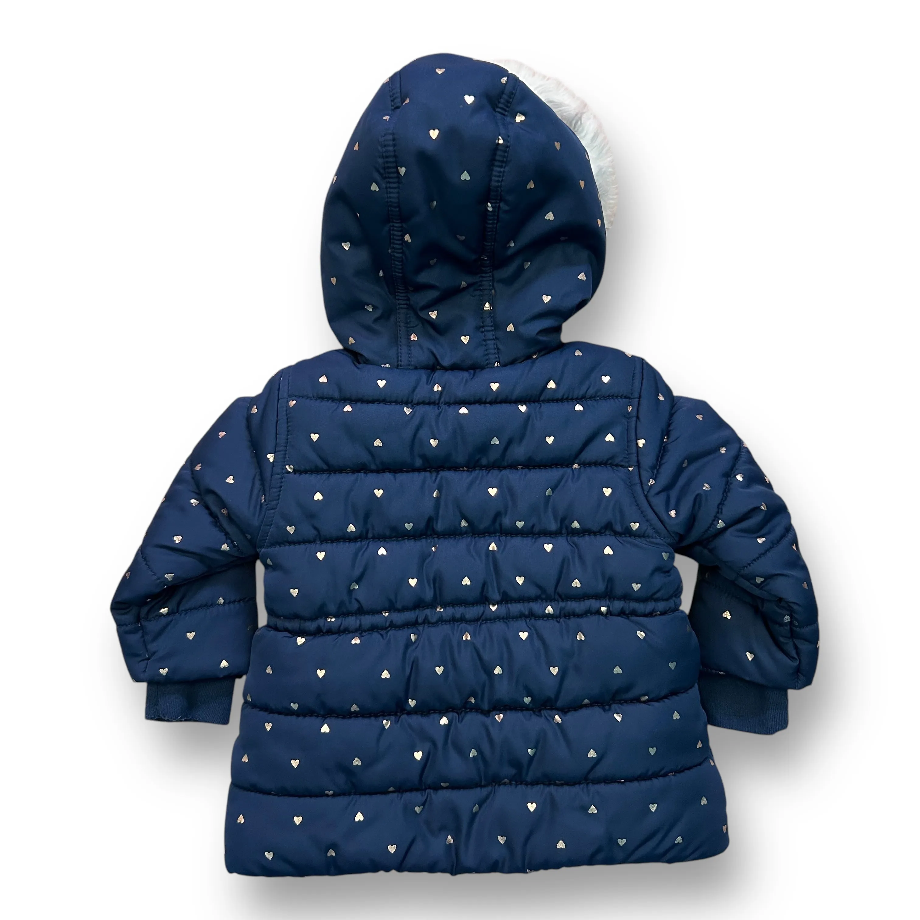 Girls Carter's Size 12 Months Navy Heart Print Toddler Winter Coat