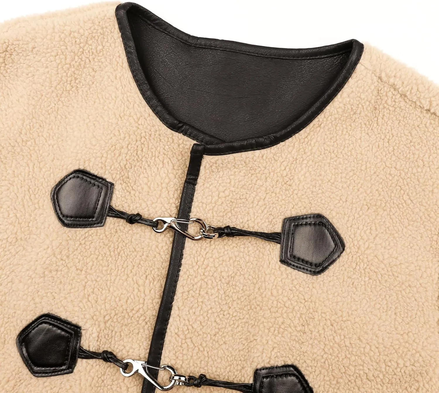HOULENGS Women's Long Sleeve Sherpa Fleece Jackets Button Down Faux Fuzzy Coat Winter Warm Outwear with Pockets