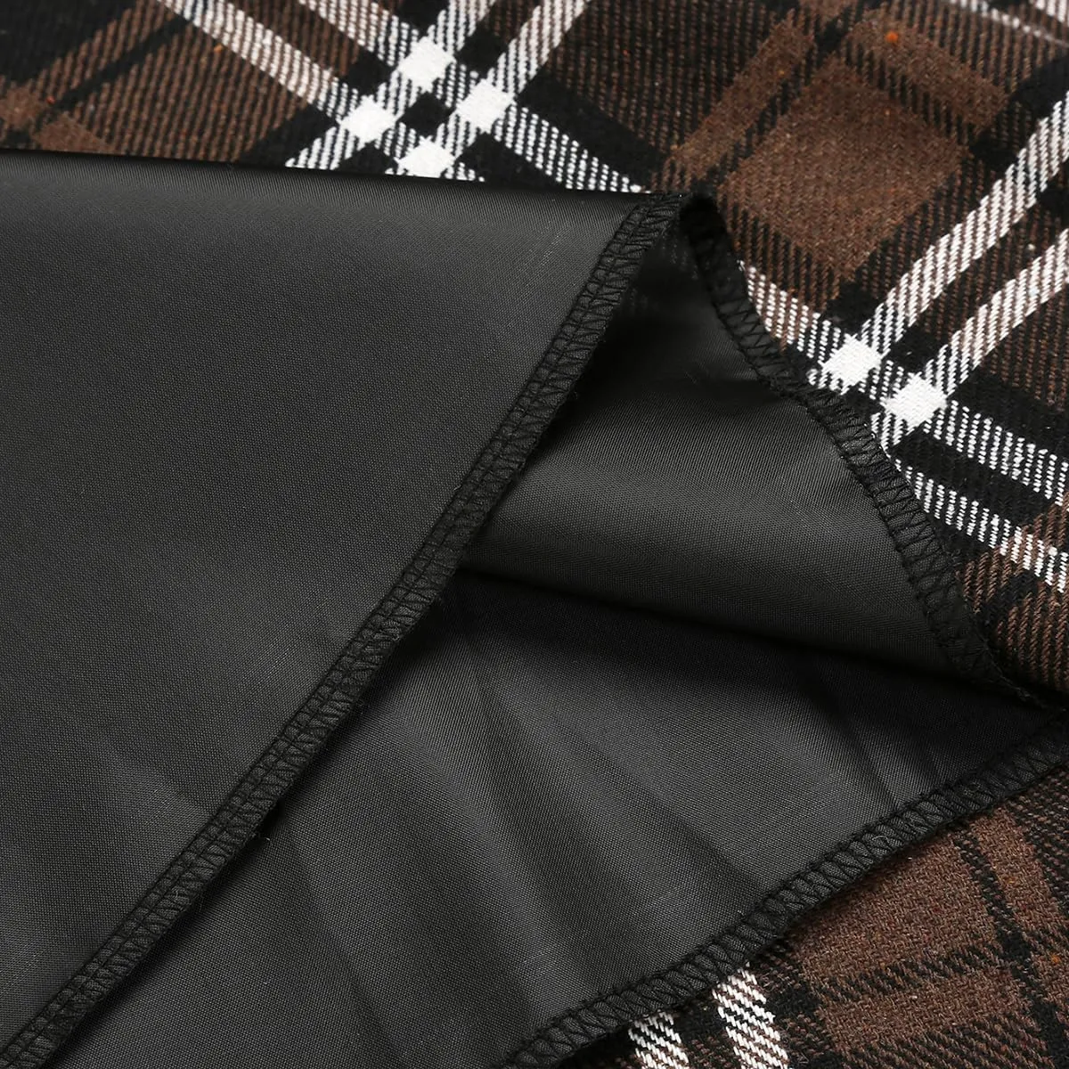 IDEALSANXUN Womens Fall Winter High Waisted Wool Plaid A-line Long Skirt