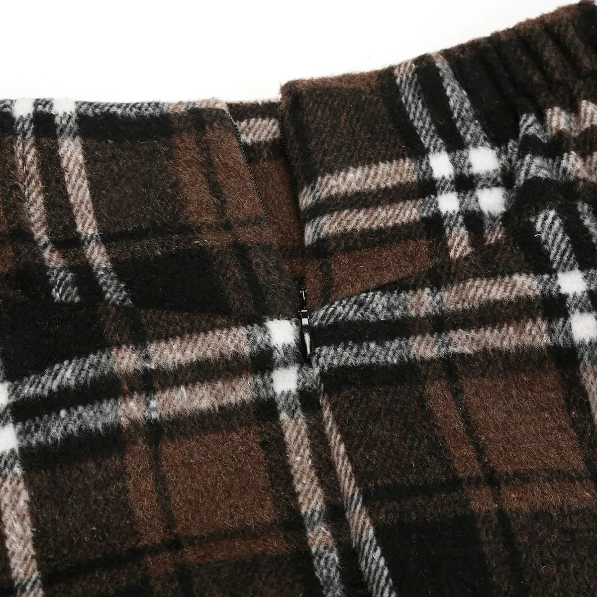 IDEALSANXUN Womens Fall Winter High Waisted Wool Plaid A-line Long Skirt