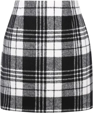 IDEALSANXUN Womens High Waist Plaid Skirt Bodycon Pencil Wool Mini Skirts
