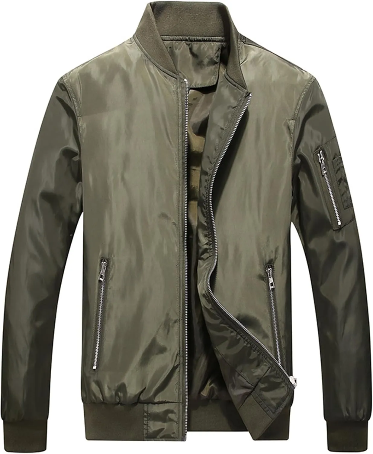 JEShifangjiusu Men'S Jackets Windproof Bomber Jacket Full Zip Winter Warm Padded Coats Outwear Casual Quilted Military Jacket