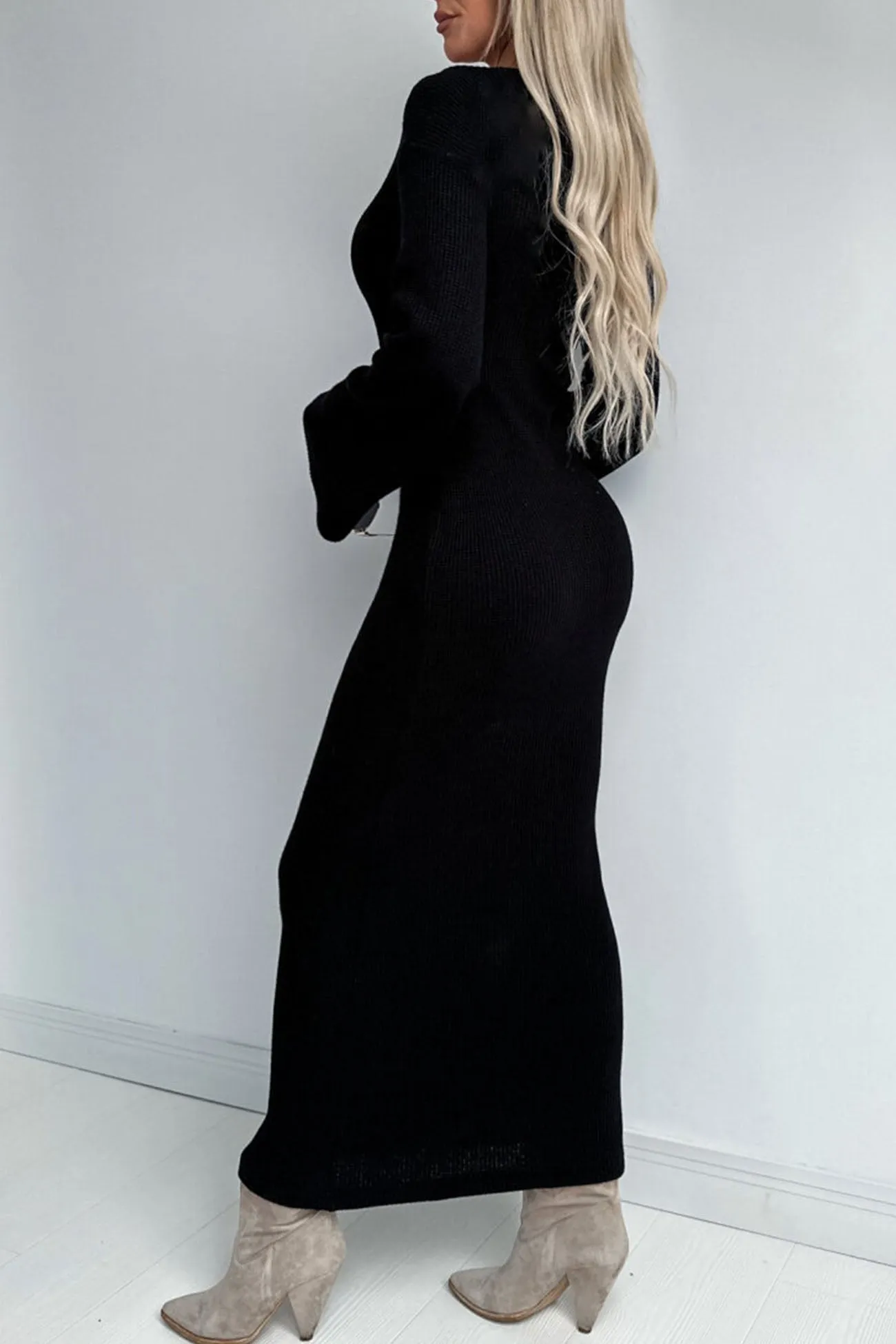 Knitted Bell Sleeve Mermaid Dress