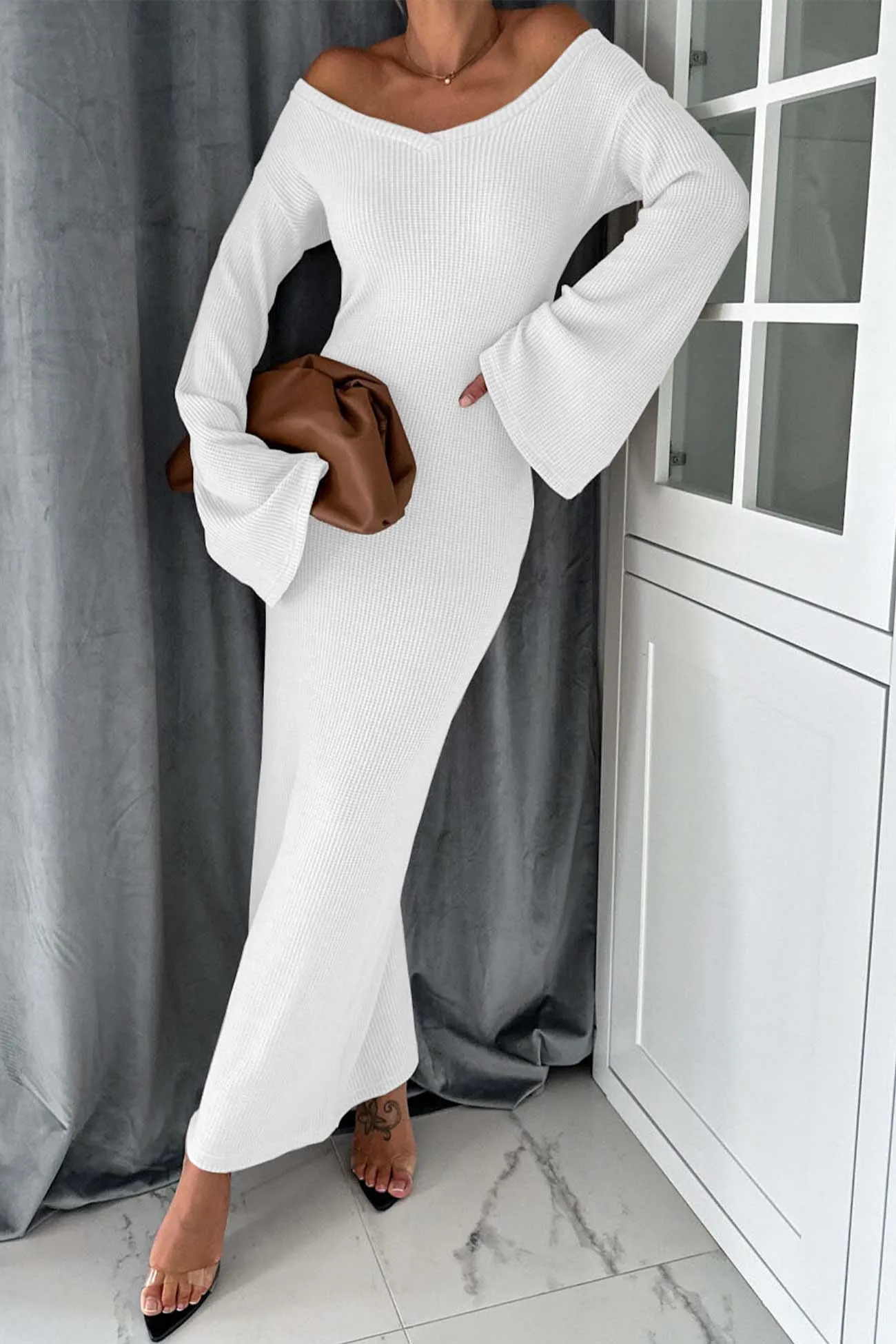 Knitted Bell Sleeve Mermaid Dress
