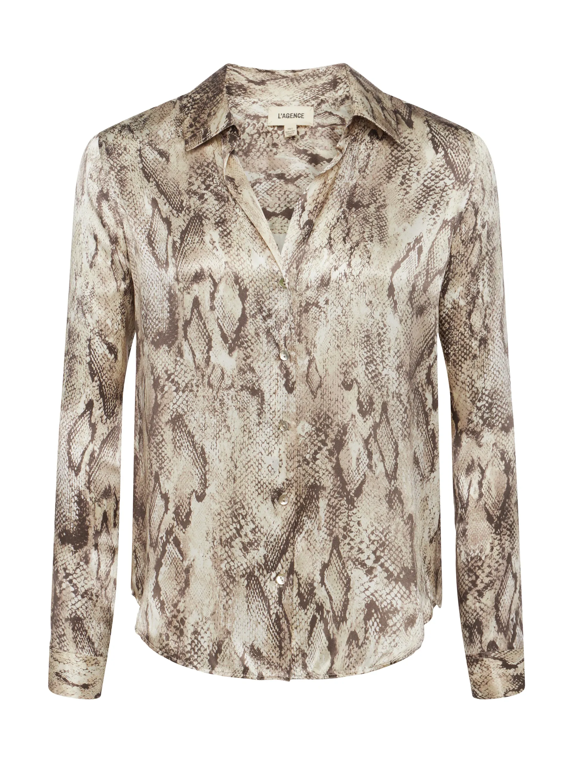 L'AGENCE Tyler Tan Multi Snake Silk Blouse