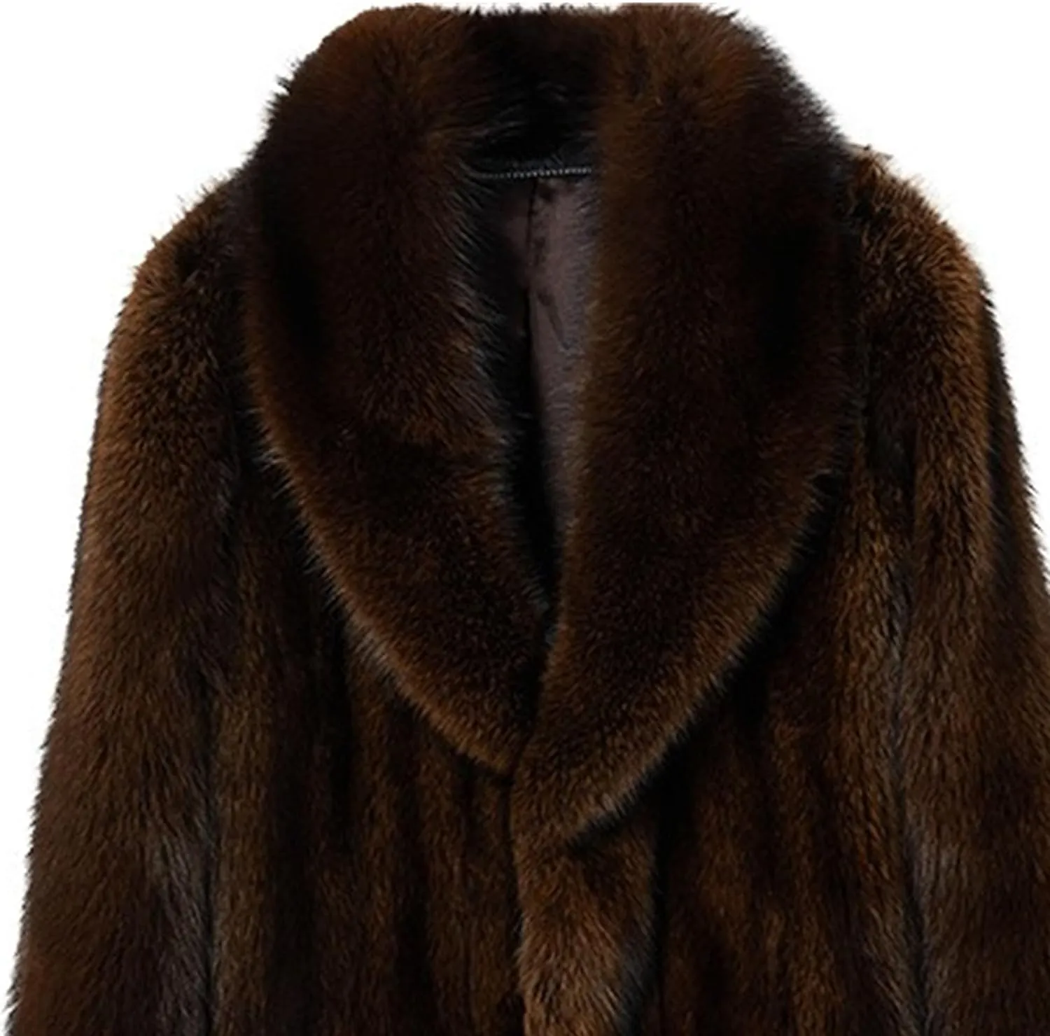 Men Mid Long Casual Faux Mink Coat Single Breasted Business Cozy Fur Jacket Winter Classic Fur Collar Outerwear