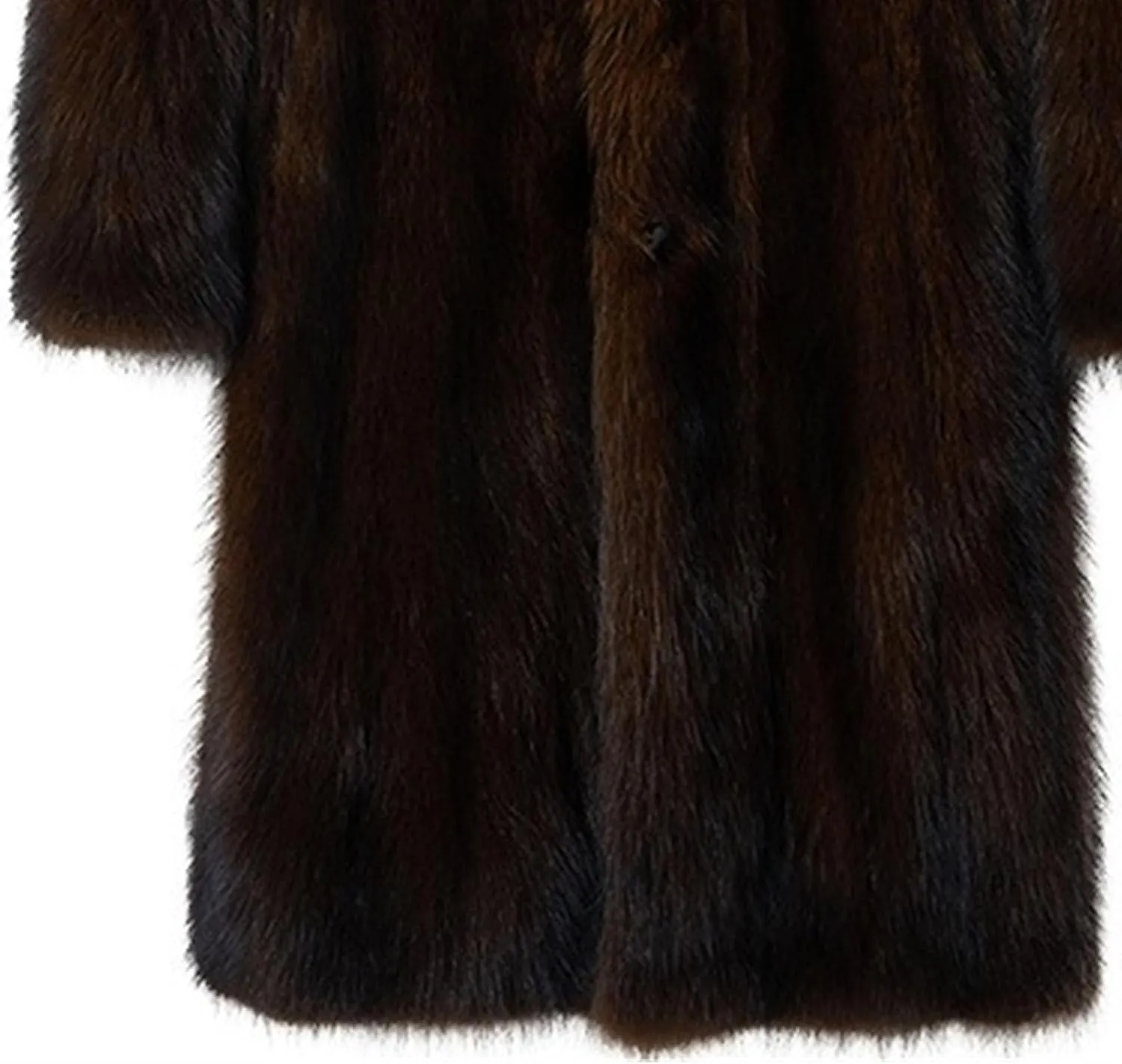 Men Mid Long Casual Faux Mink Coat Single Breasted Business Cozy Fur Jacket Winter Classic Fur Collar Outerwear