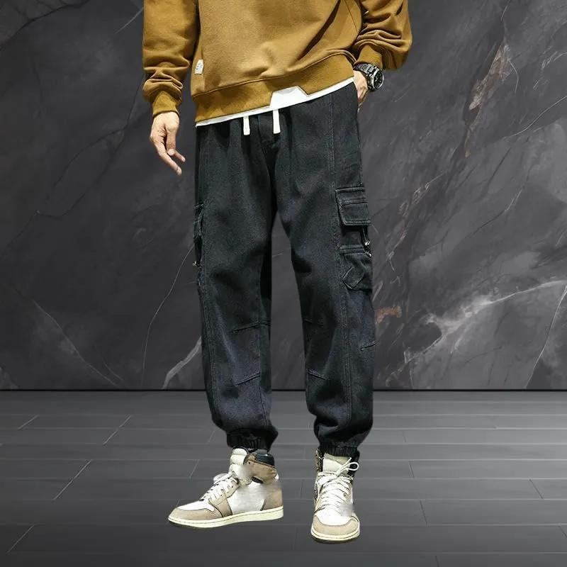 Men's Spring Autumn Winter American Style Cotton Cuffed Hem Versatile Casual Cargo Joggers