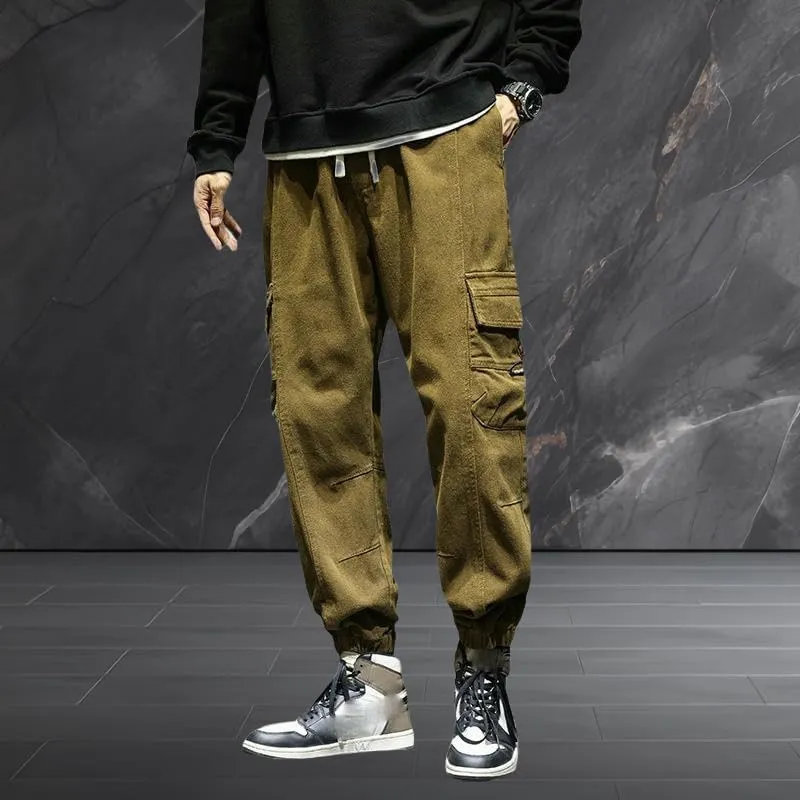 Men's Spring Autumn Winter American Style Cotton Cuffed Hem Versatile Casual Cargo Joggers