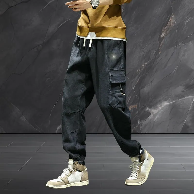 Men's Spring Autumn Winter American Style Cotton Cuffed Hem Versatile Casual Cargo Joggers