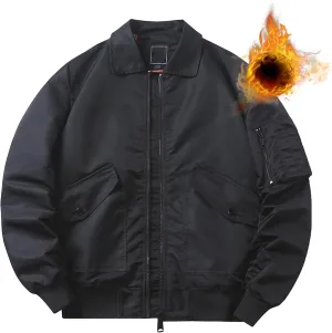 Men'S Windproof Bomber Jacket Full Zip Winter Warm Padded Coats Outwear Casual Military Jacket Multi-Pocket