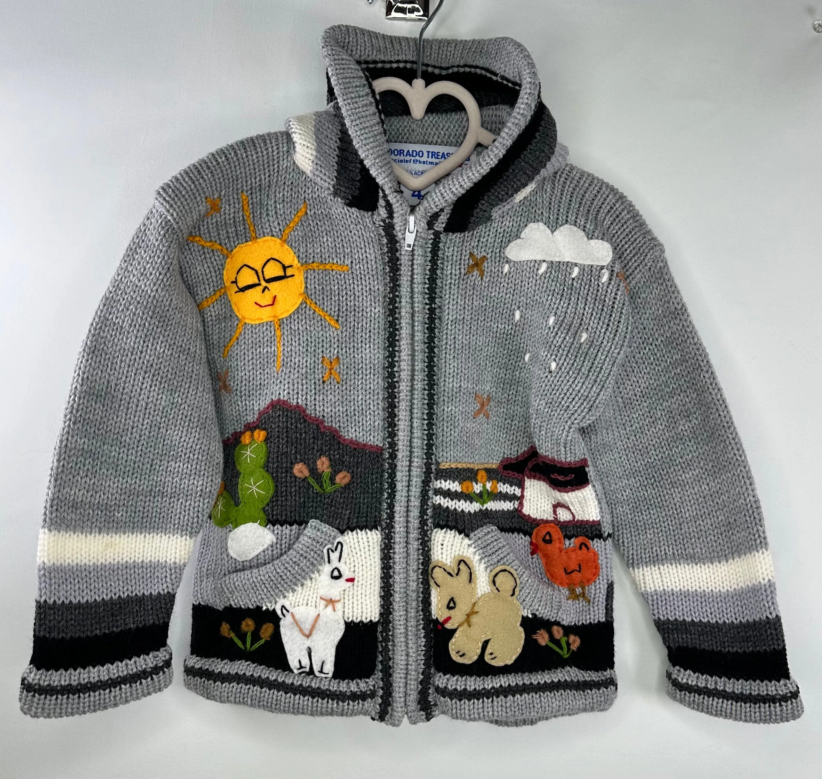 Peruvian Sweater NEW Grey size 4-5