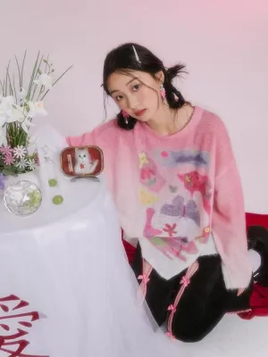 Romantic Butterfly Print Thin Sweater【s0000006237】