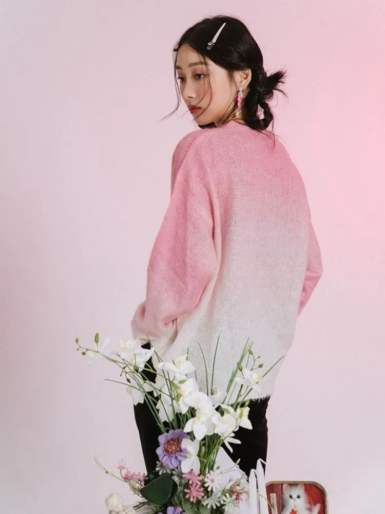Romantic Butterfly Print Thin Sweater【s0000006237】