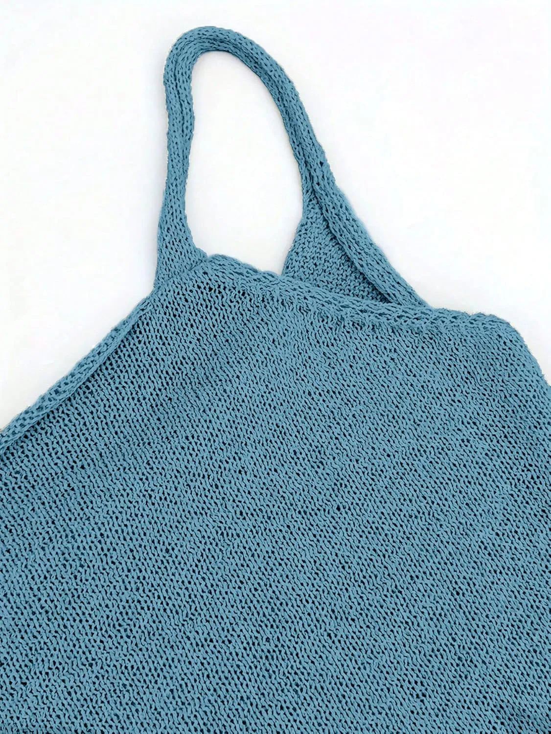 SISKIN Casual Solid Color Off-Shoulder Knitted Dress with Tie Straps for Women