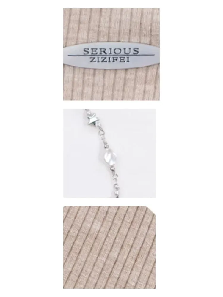 Slim thin chain neck knit sweater【s0000006146】