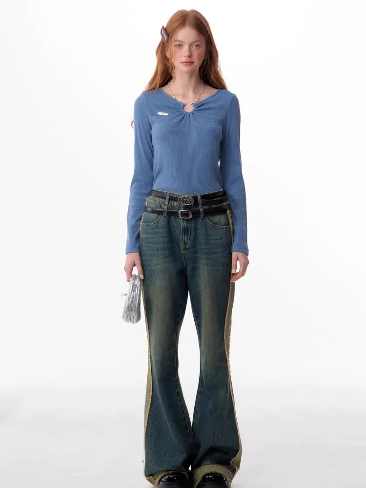 Slim thin chain neck knit sweater【s0000006146】