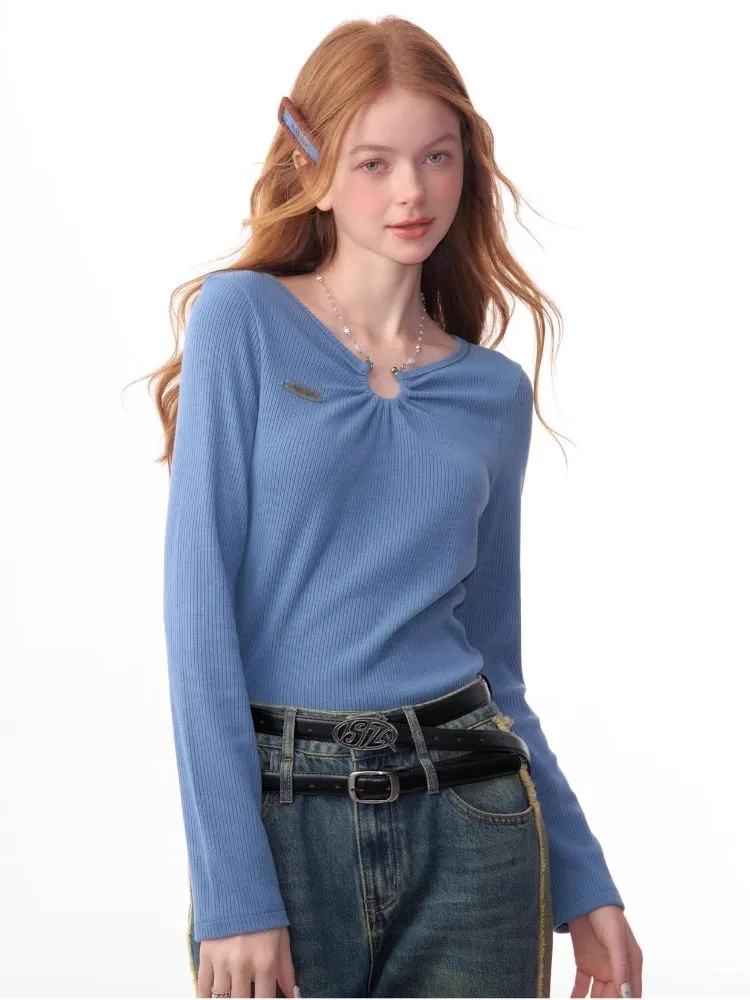 Slim thin chain neck knit sweater【s0000006146】