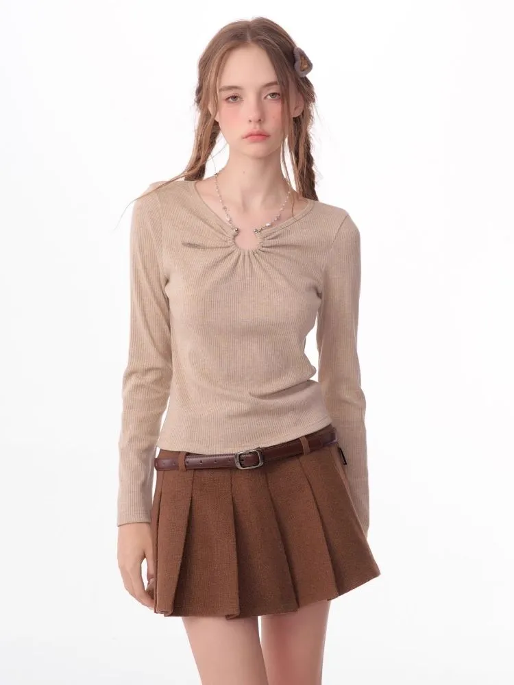 Slim thin chain neck knit sweater【s0000006146】