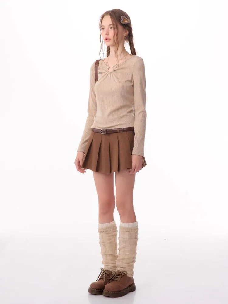 Slim thin chain neck knit sweater【s0000006146】