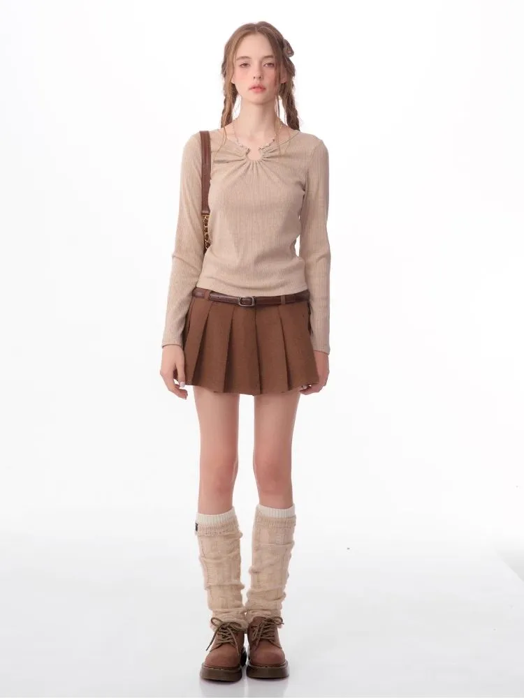 Slim thin chain neck knit sweater【s0000006146】