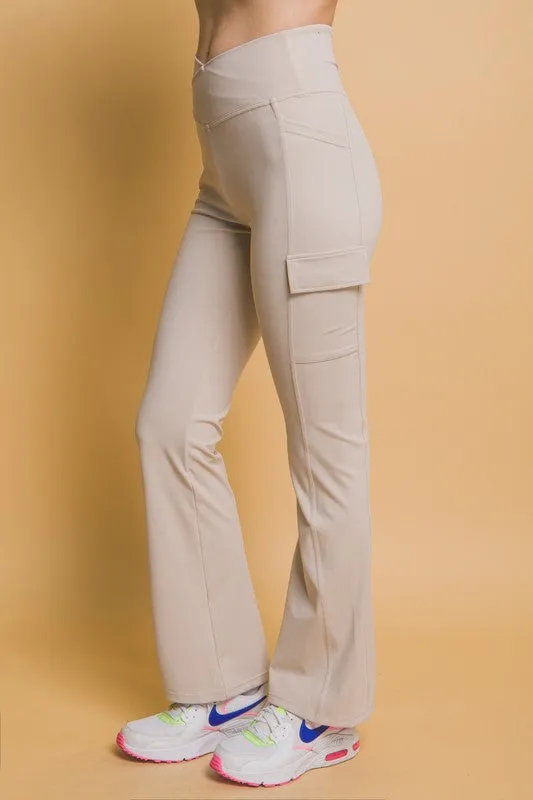 Stone Flared Cargo Leggings